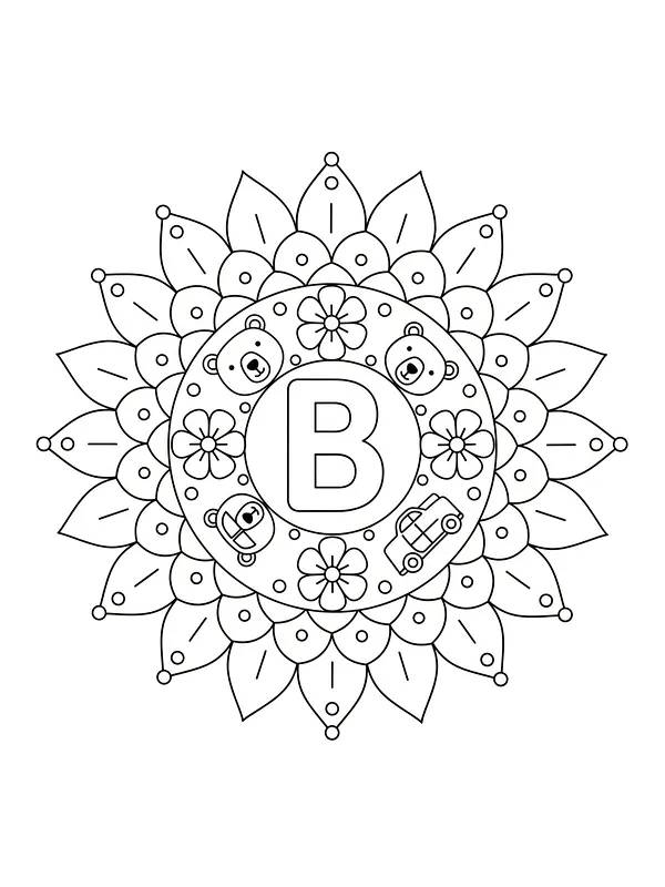 Mandala med bokstaven B, underkategori