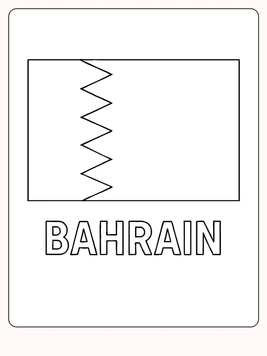 Bahrains Flagge mit rotem und weißem Zickzackmuster, bereit zum Ausmalen
