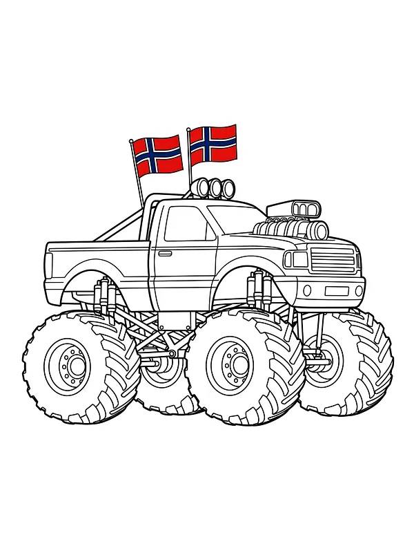 Monstertruck med flagg