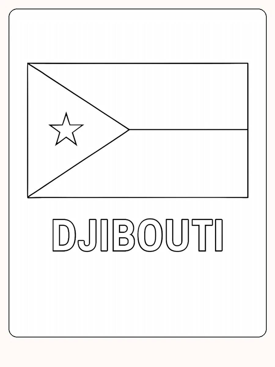 Djiboutis Flagge mit Stern und Streifen, bereit zum Ausmalen