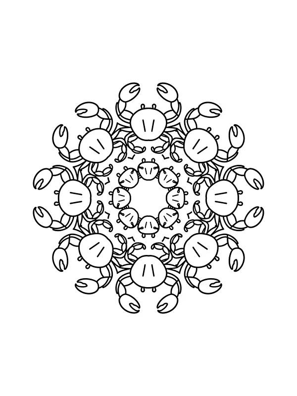 Krabbe mandala fargelegging, underkategori