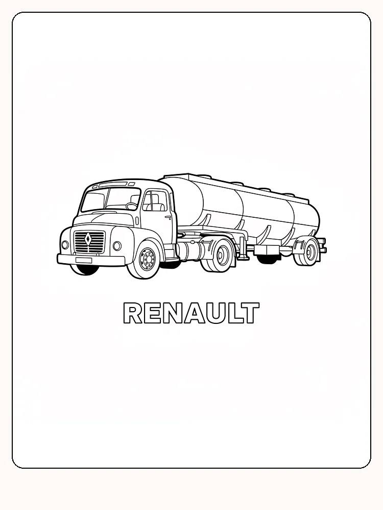 Fargeleggingstegning av en Renault tankbil, klar for utskrift