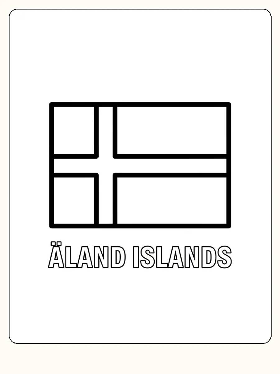 Ålands flagga med rött kors på gul bakgrund, redo för måla.