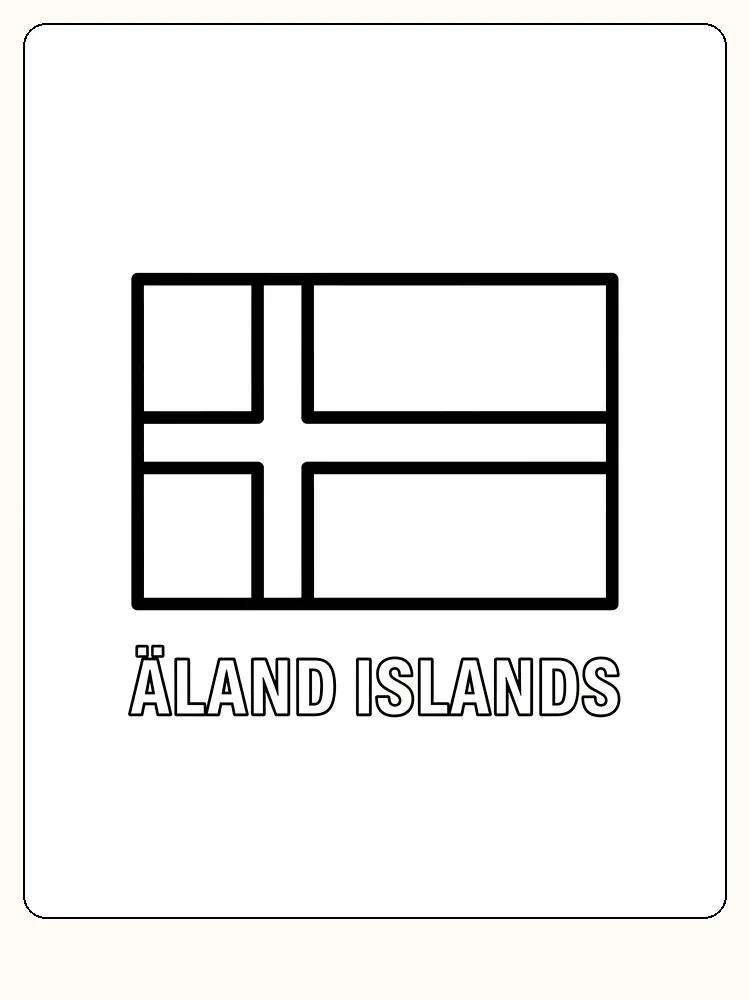 Das Åland-Flagge mit rotem Kreuz auf gelbem Hintergrund, bereit zum Ausmalen.