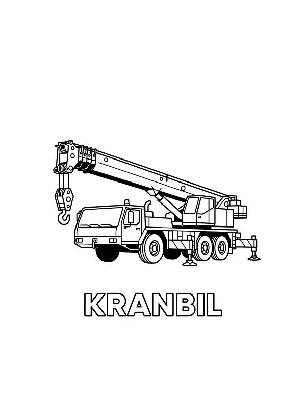 Kranbil svart-hvitt tegning, underkategori