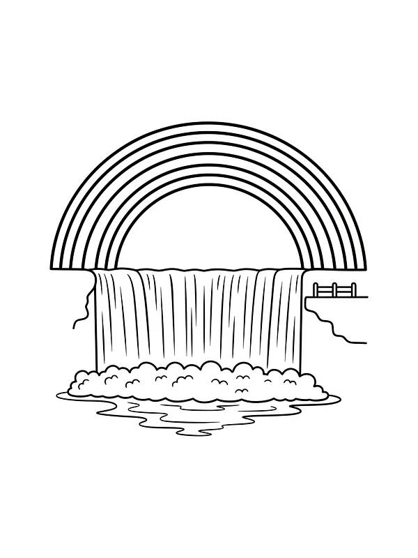 Regnbue og foss