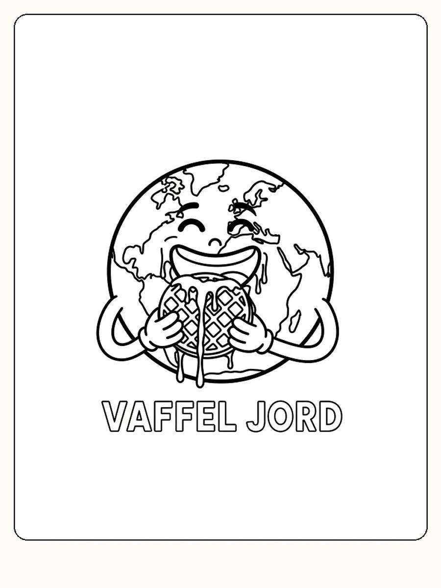 Farvelæg en glad jordklode, der spiser vaffel – klar til kreativitet