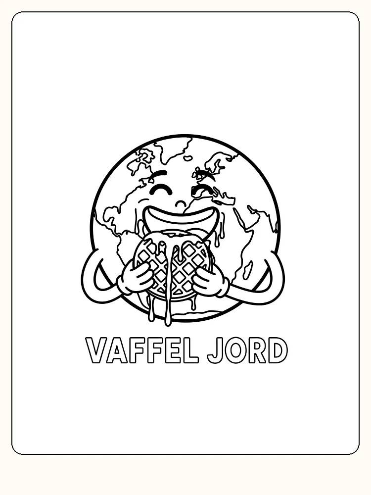 Farvelæg en glad jordklode, der spiser vaffel – klar til kreativitet