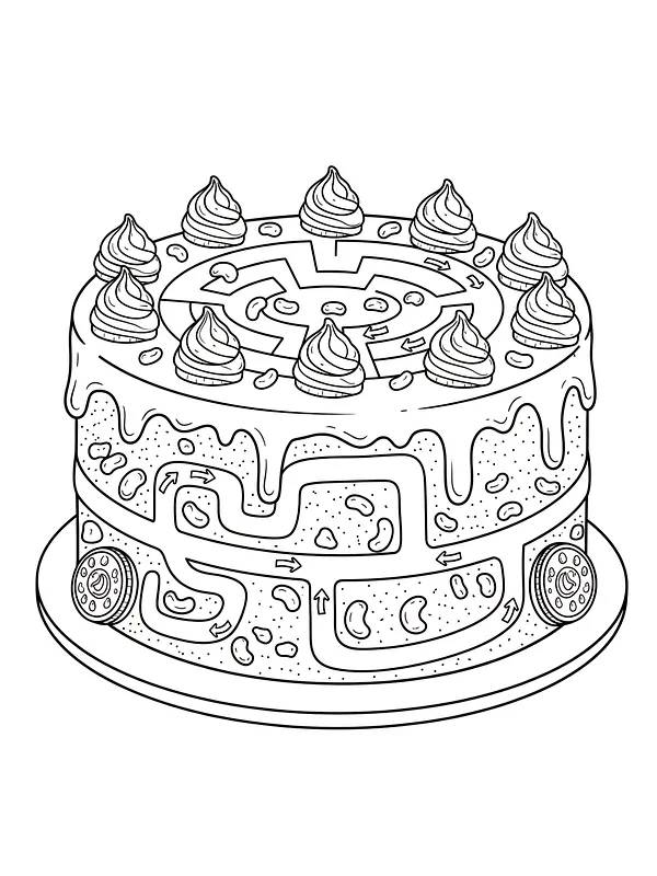 Kake med labyrint og kremtopper