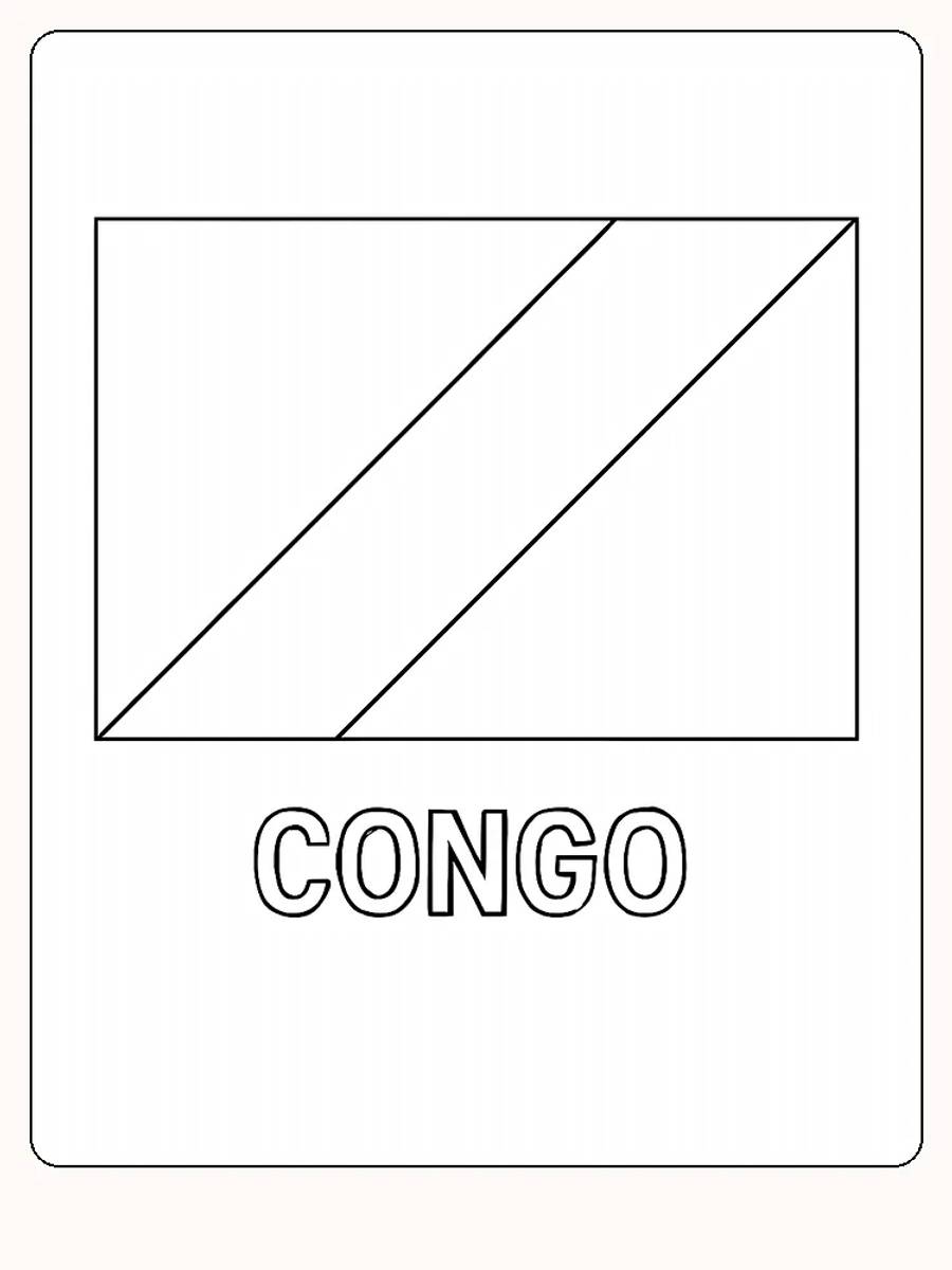Kongos flagga med en snedrand och flera färger, redo för måla.