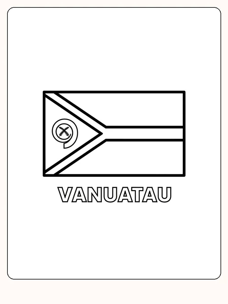 Vanuatu-Flagge in Grün, Rot und Schwarz, bereit zum Ausmalen
