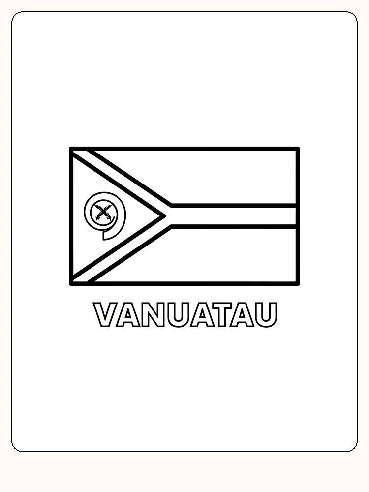 Vanuatu-Flagge in Grün, Rot und Schwarz, bereit zum Ausmalen
