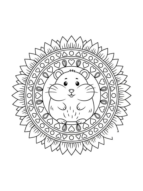 Hamster i mandala med hjerter