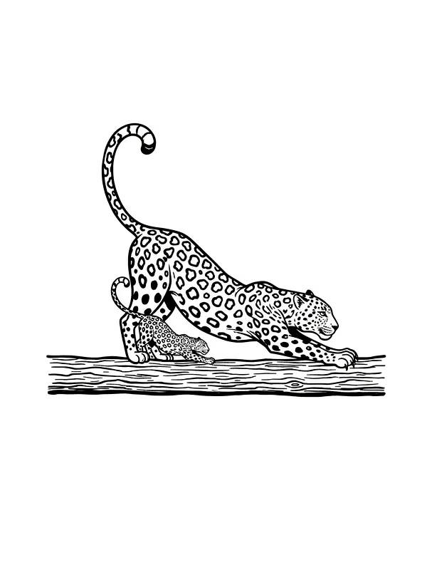 Leopard strekker seg på gren, underkategori