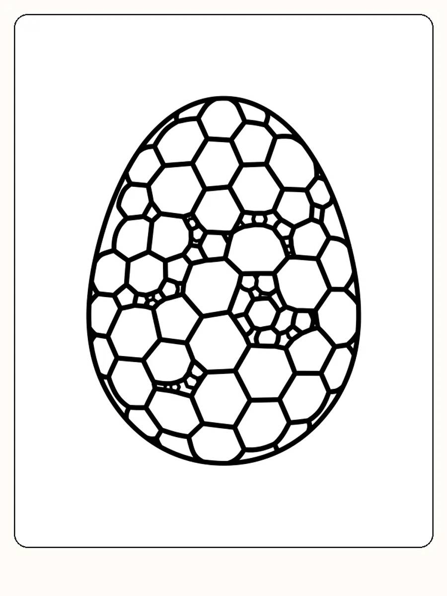 Tegning af æg med geometrisk mønster til farvelægning, klar til print