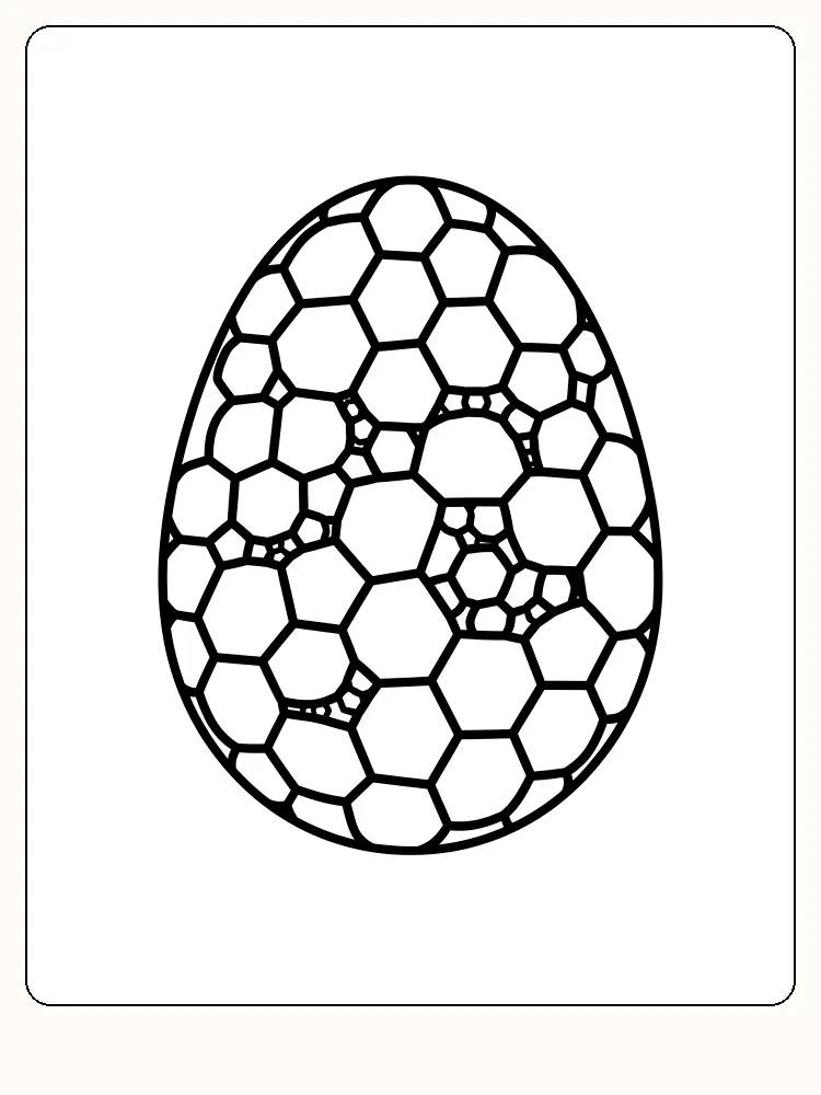 Tegning af æg med geometrisk mønster til farvelægning, klar til print