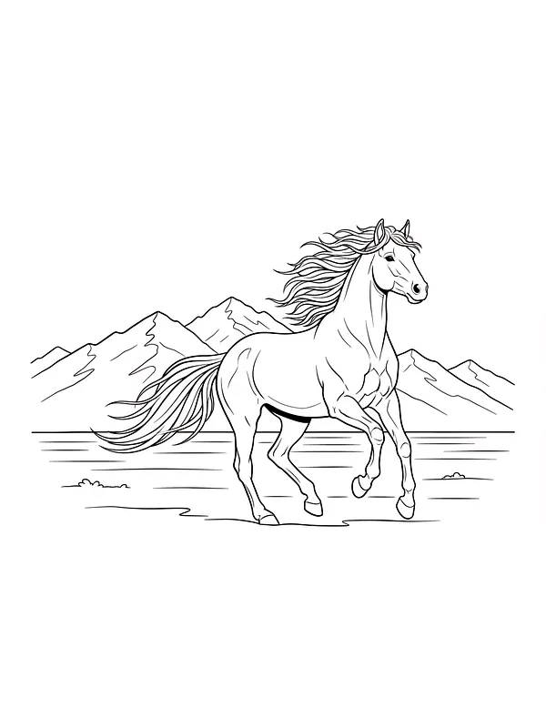 Hest løper foran fjell, underkategori