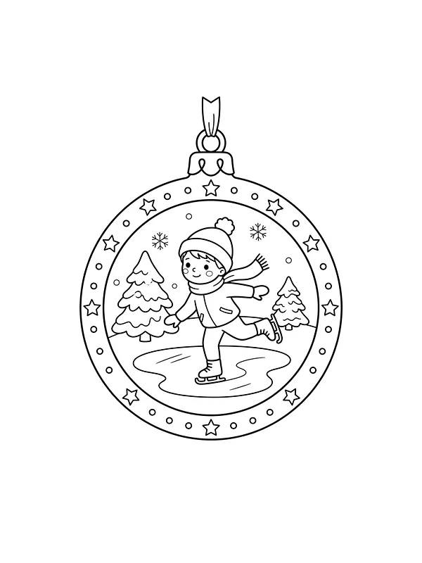Barn på skøjter inde i en julekugle