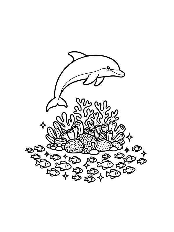 Delfin over koralrev
