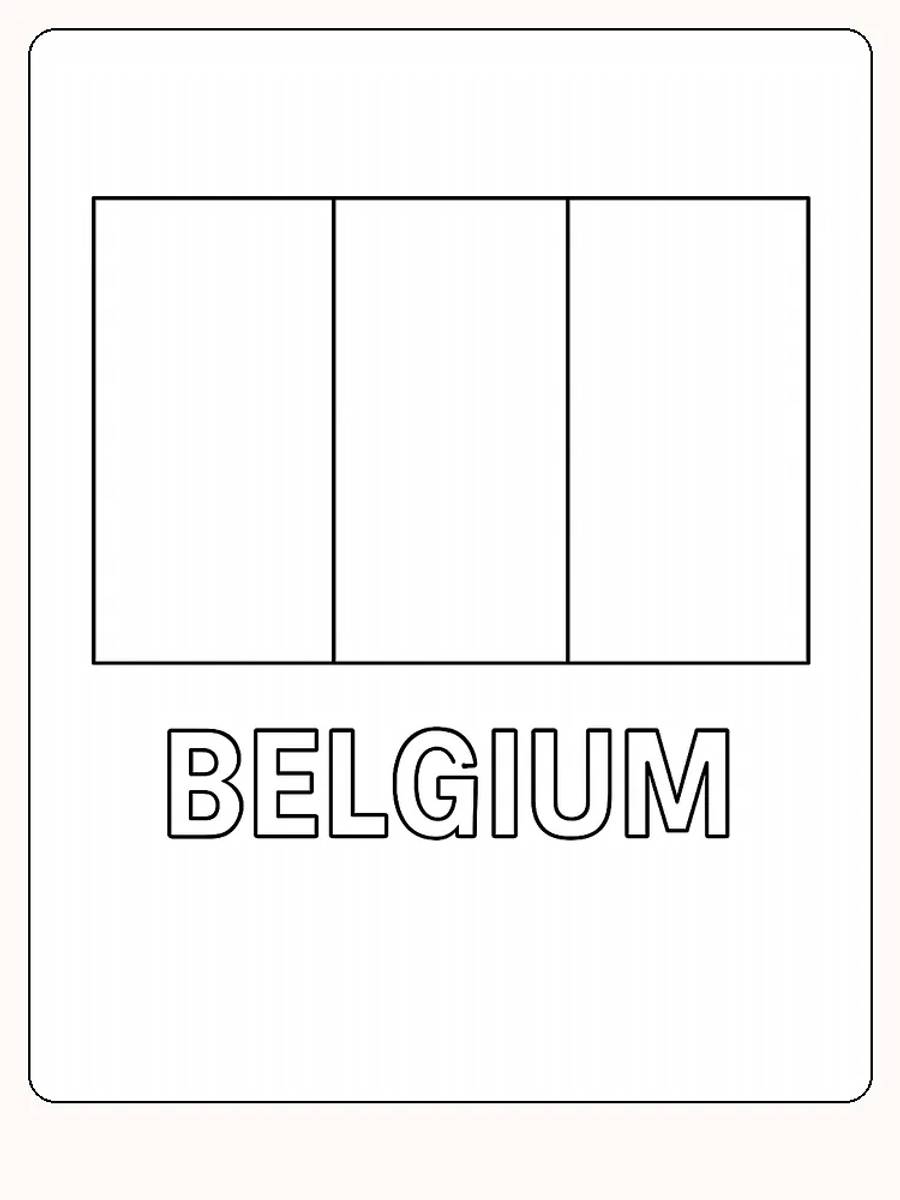 Belgiska flaggan med svarta, gula och röda vertikala ränder, redo för måla.