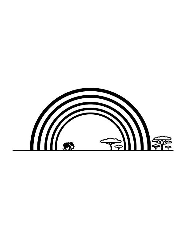 Elefant under regnbue