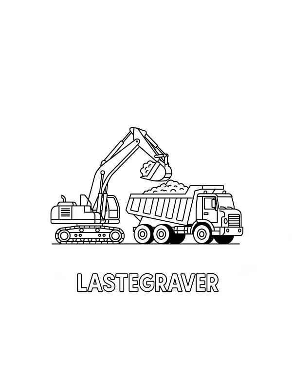 Gravemaskine læsser lastbil