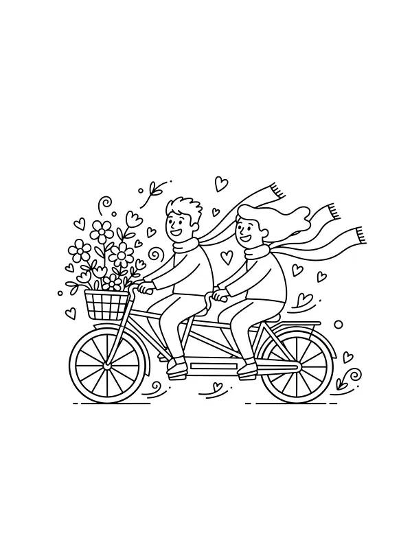 Par på sykkel med blomster