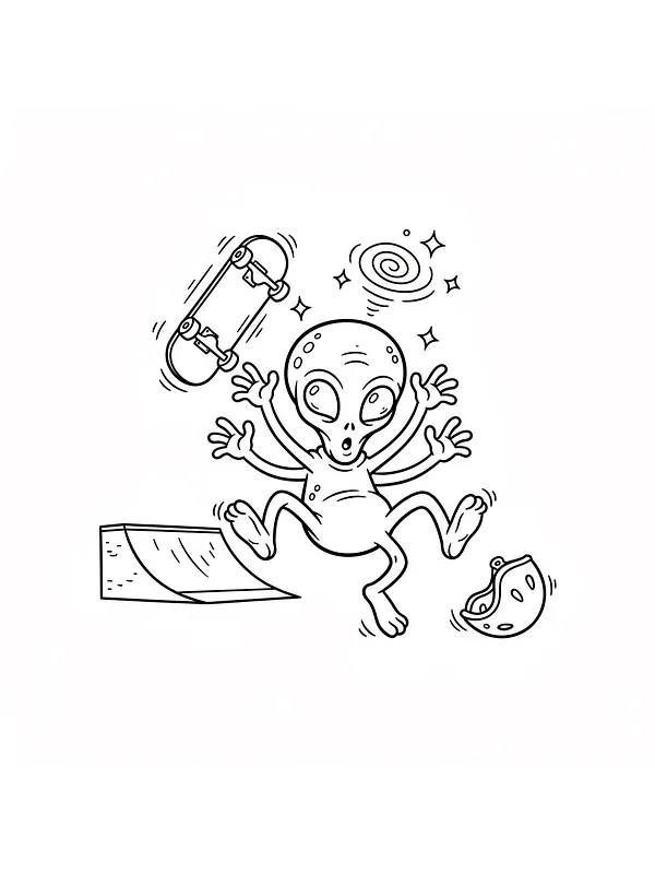 Alien på skateboard