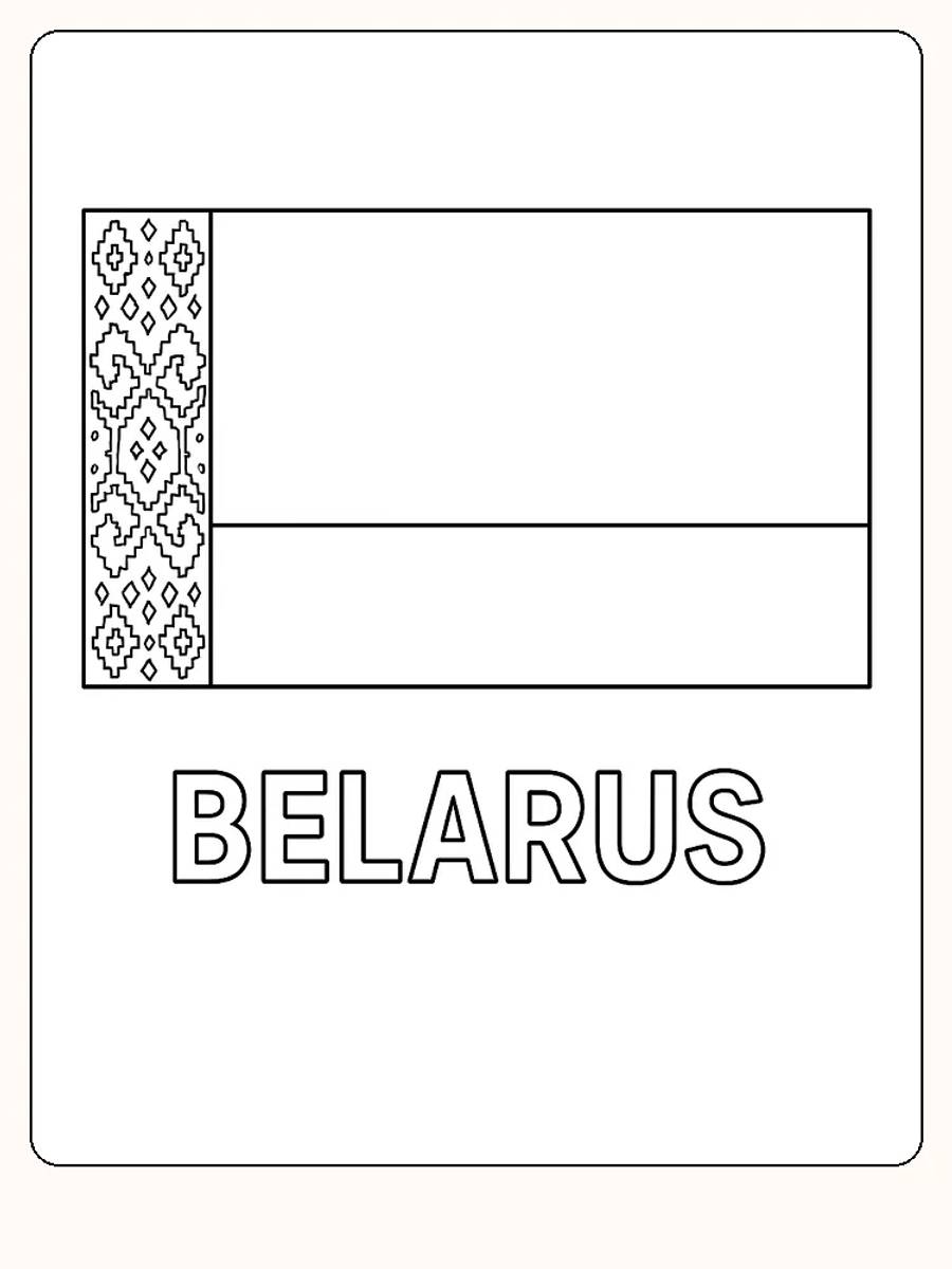 Belarus flagga med röd och grön färg samt traditionellt mönster, redo för måla.
