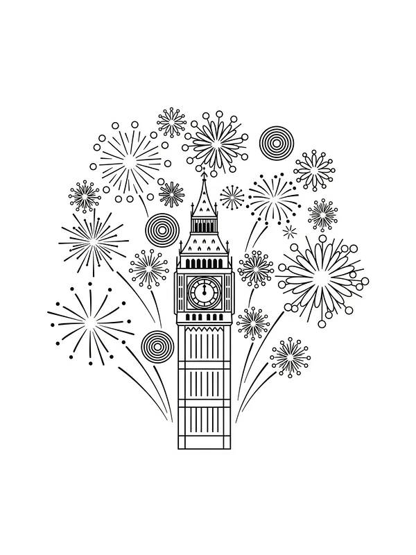 Big Ben med fyrverkeri