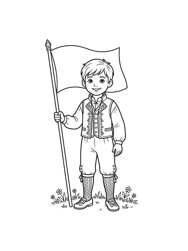 Dreng i bunad med flag, nationaldag