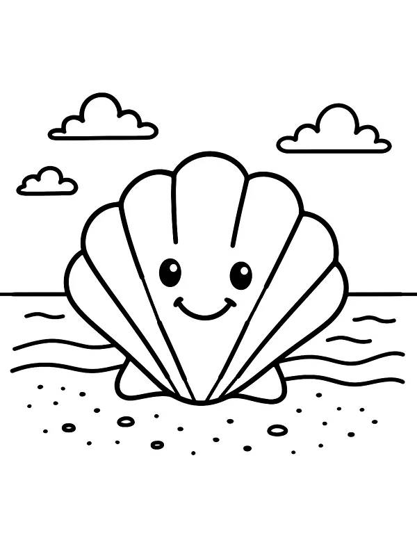 Smilende musling på stranden