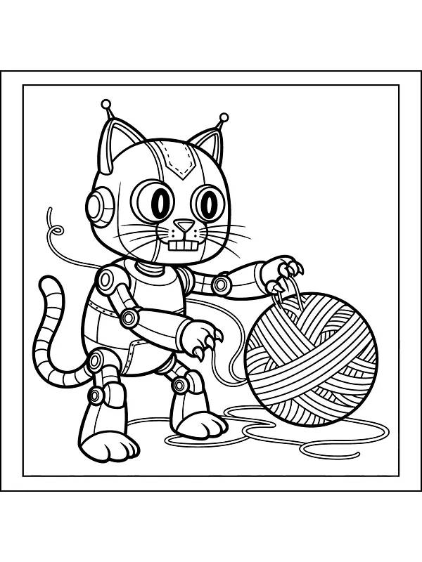 Robotkat med garnnøgle