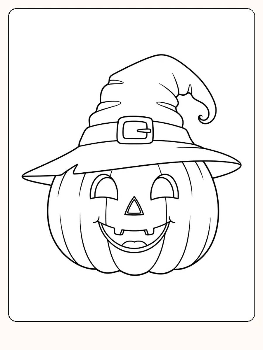 Fargelegging av gresskar med heksehatt, perfekt for Halloween