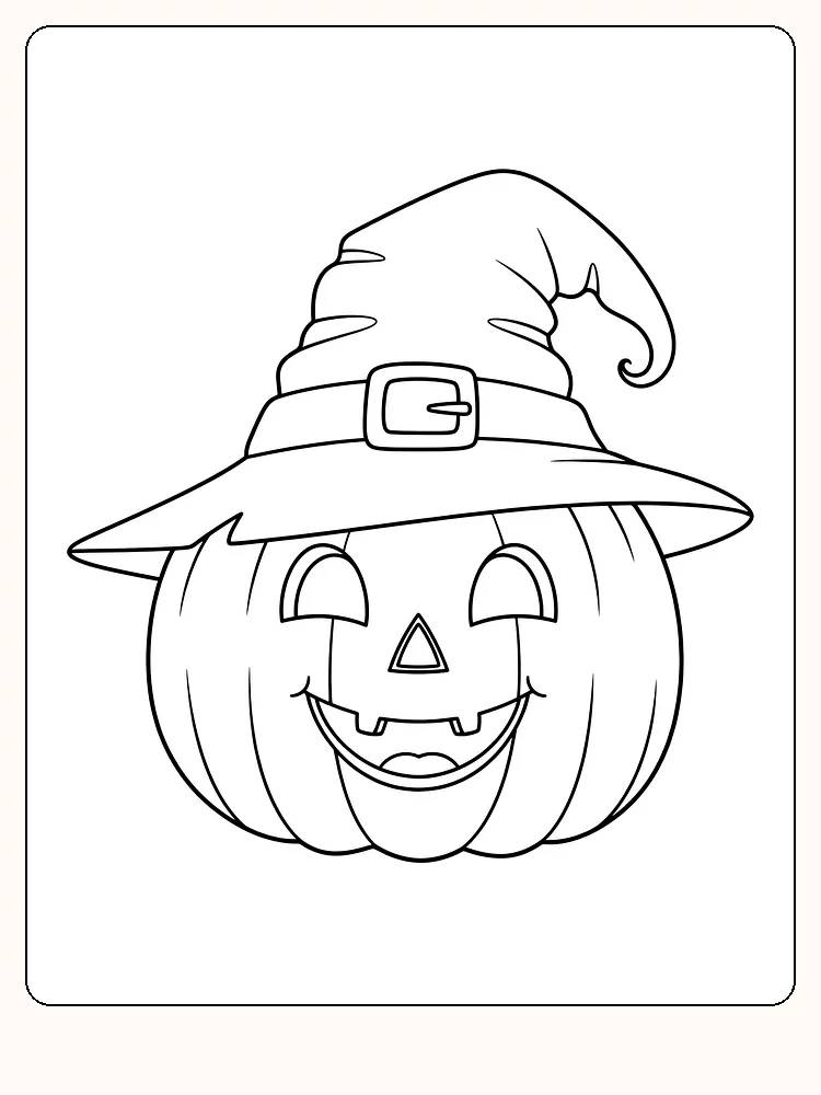 Fargelegging av gresskar med heksehatt, perfekt for Halloween