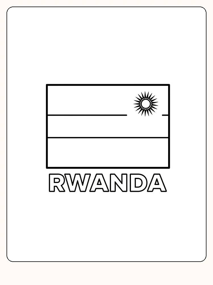 Rwandas Flagge mit blauen, gelben und grünen Streifen, bereit zum Ausmalen