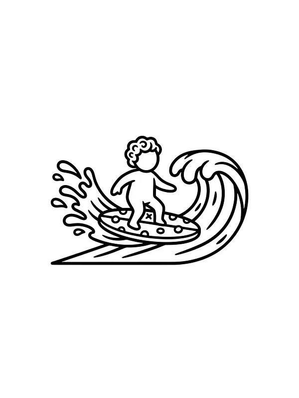 Barn surfer på bølge