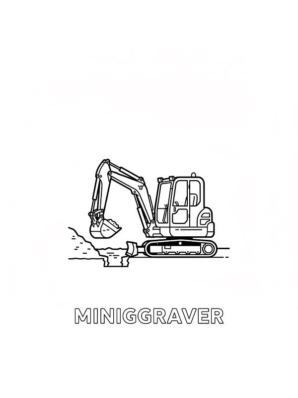 Minigraver på en byggeplads