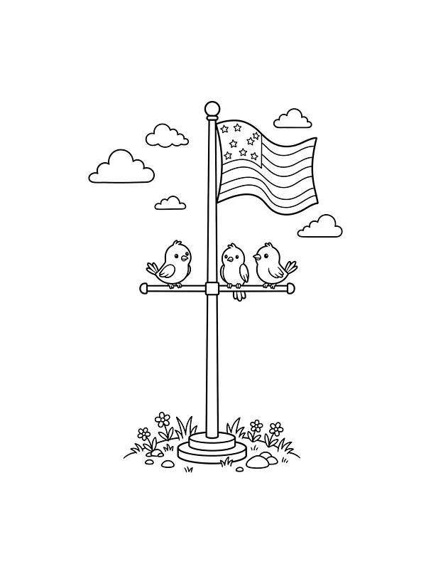 Fête nationale, le 17 mai : mât avec trois oiseaux