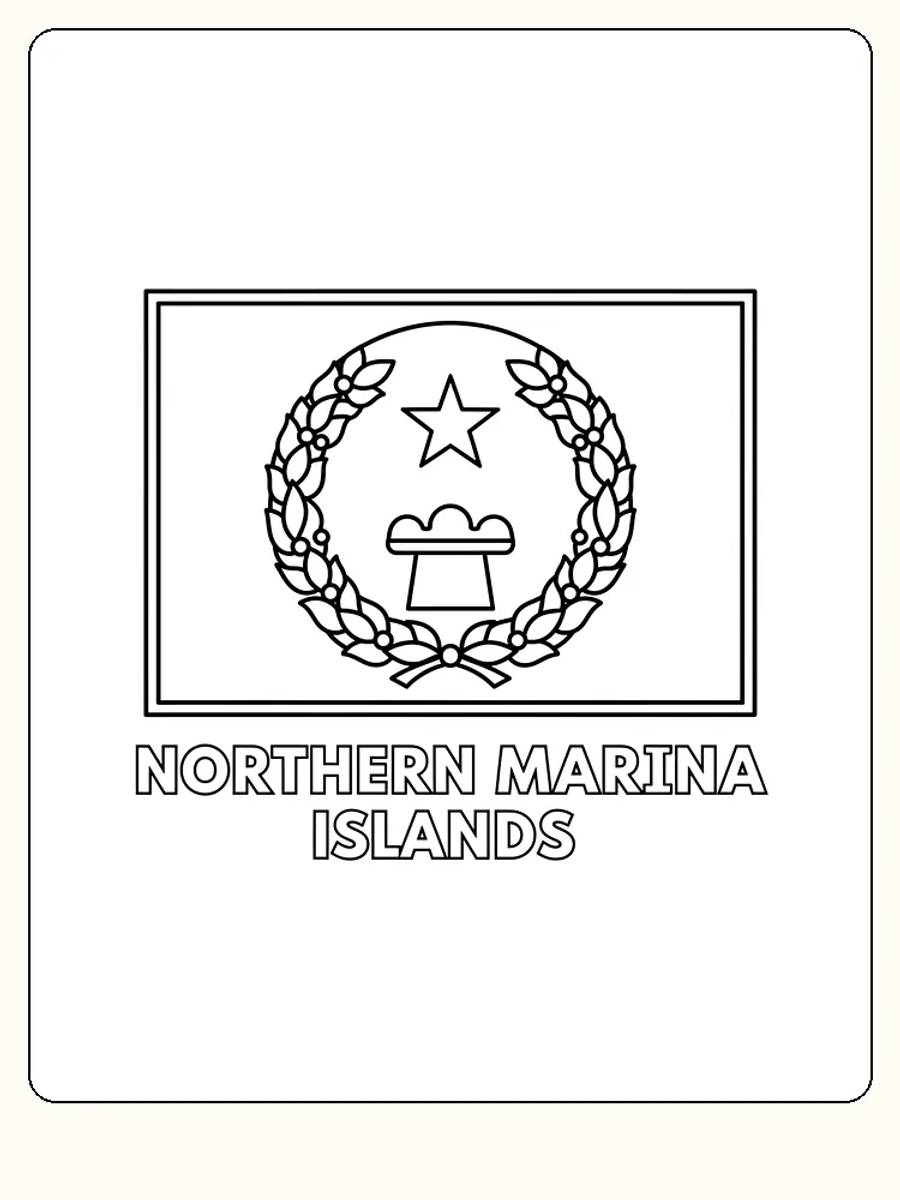 Nordmarianernas flagga med symboler, redo för måla.