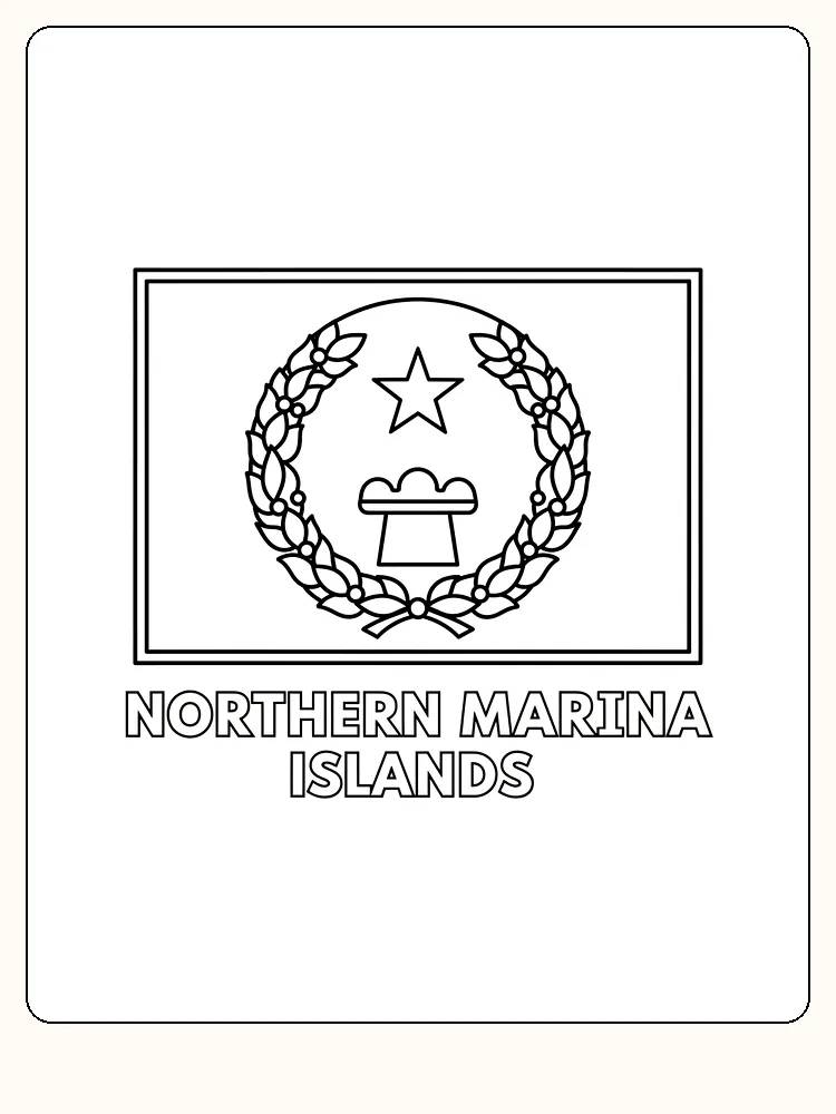 Nordmarianernas flagga med symboler, redo för måla.