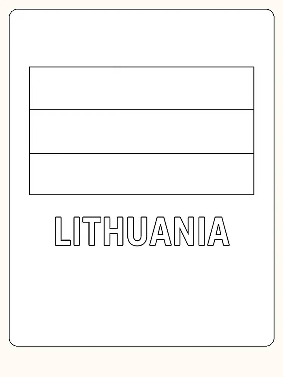 Litauens Flagge mit horizontalen Streifen, bereit zum Ausmalen