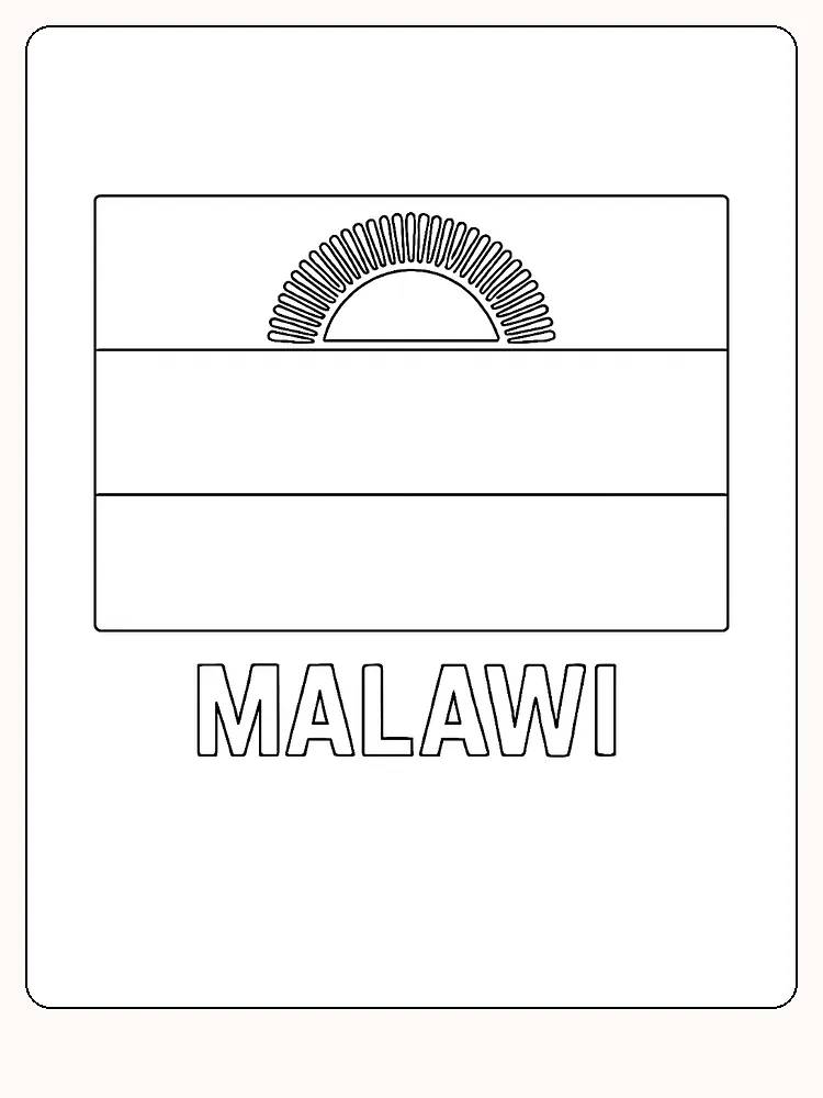 Malawis flagga med röd, svart och grön färg, redo för måla.