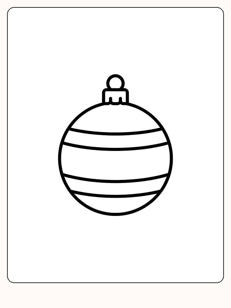 Fargeleggingstegning av en julekule med enkle rette linjer, klar til å bli fargelagt til jul