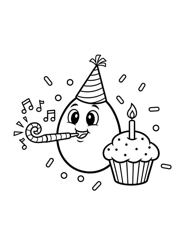 Æg med festhat og cupcake