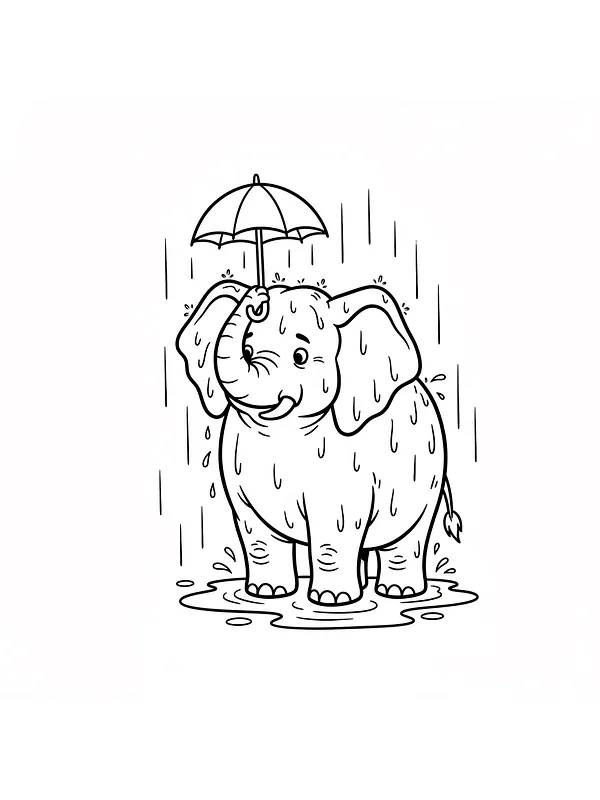 Elefant med paraply i regnet, underkategori