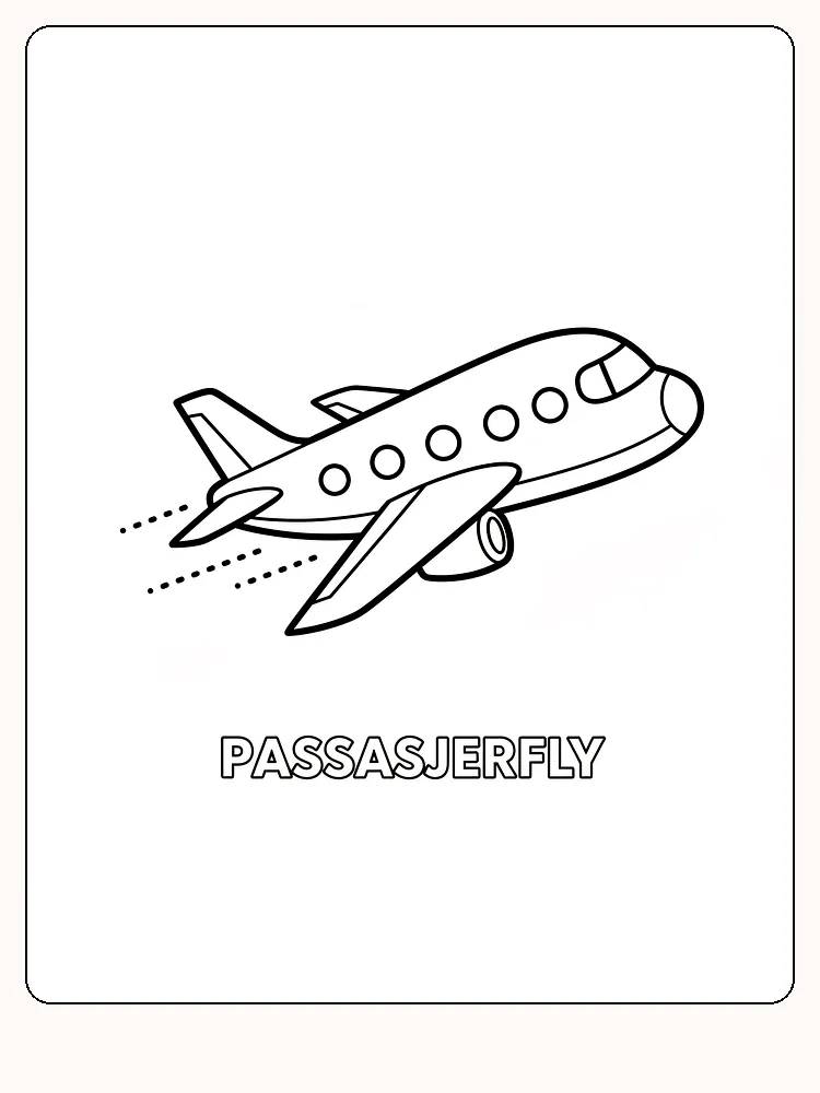 Målarbild av ett passagerarflygplan som flyger, klart för utskrift