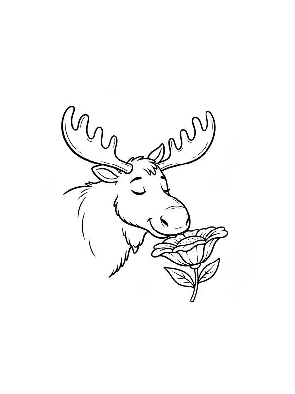 Elg med blomst