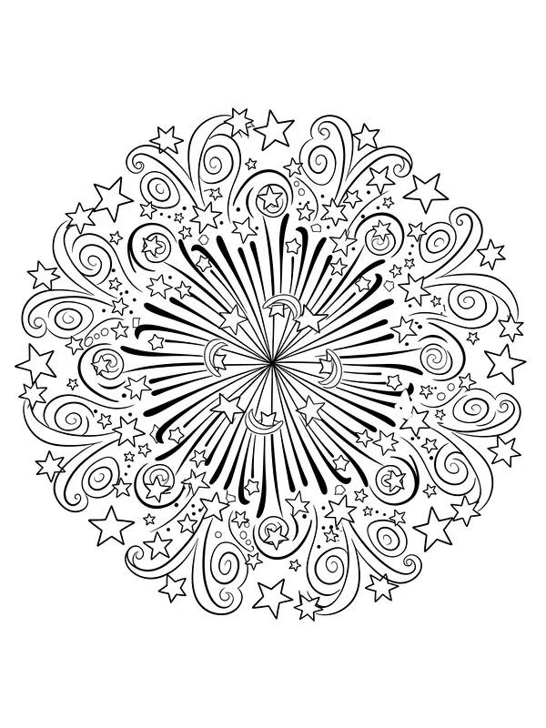 Mandala med stjerner og måner