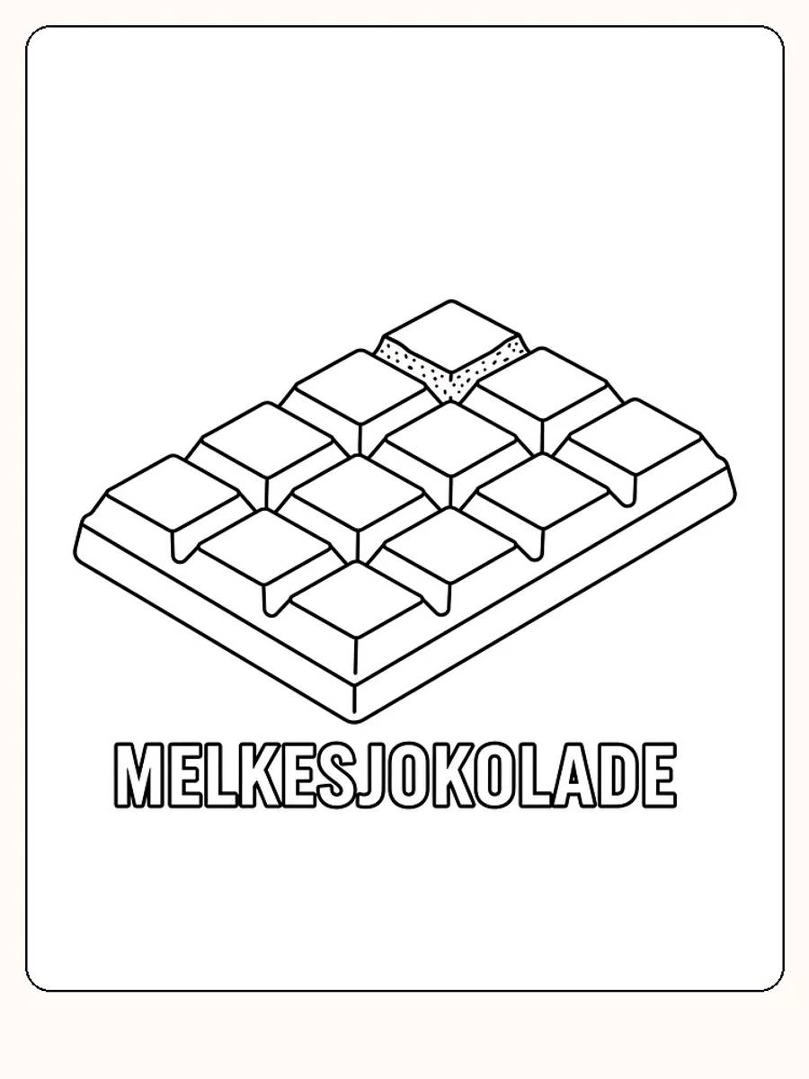 Fargelegging av en melkesjokoladebit med tekst